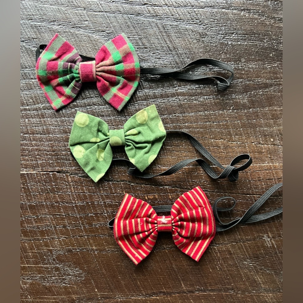 Christmas hair bows with elastic band set of three